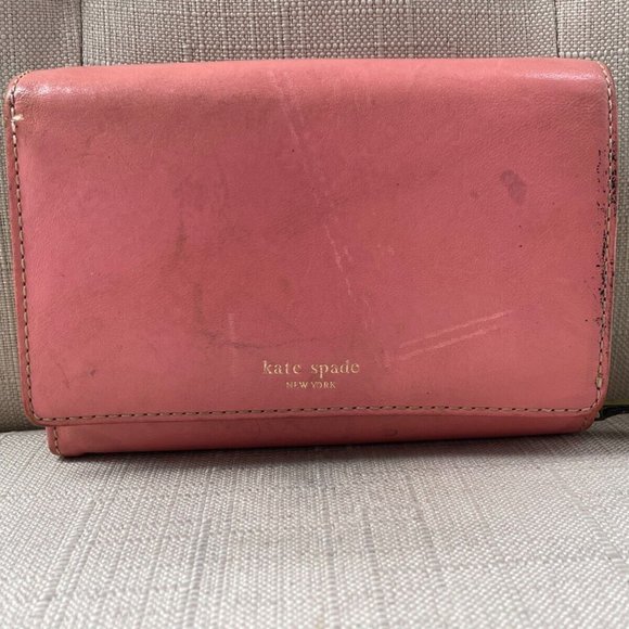Kate Spade Women Wallet Pink/Green Leather Clutch Wrislet Card holder Purse - Picture 8 of 12